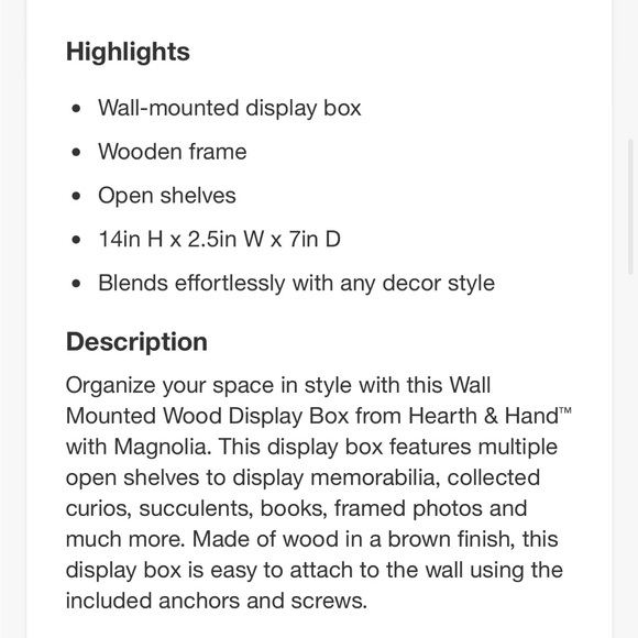 HEARTH & HAND NWT wood & glass decorative display box - Picture 5 of 6